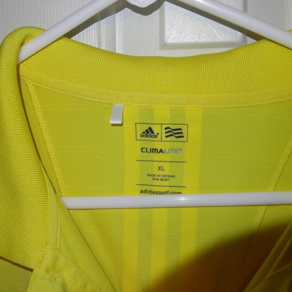 Adidas ClimaLite Golf Polo Shirt Athletic Training Yellow XL - Picture 3 of 3